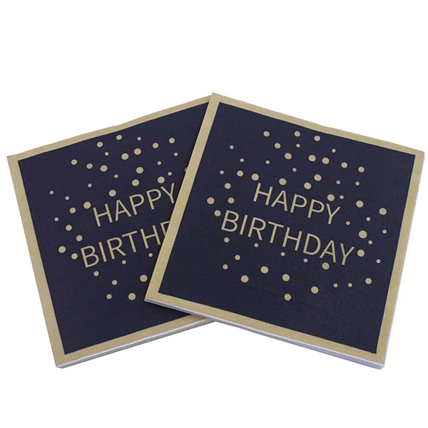 Черни празнични салфетки Happy Birthday