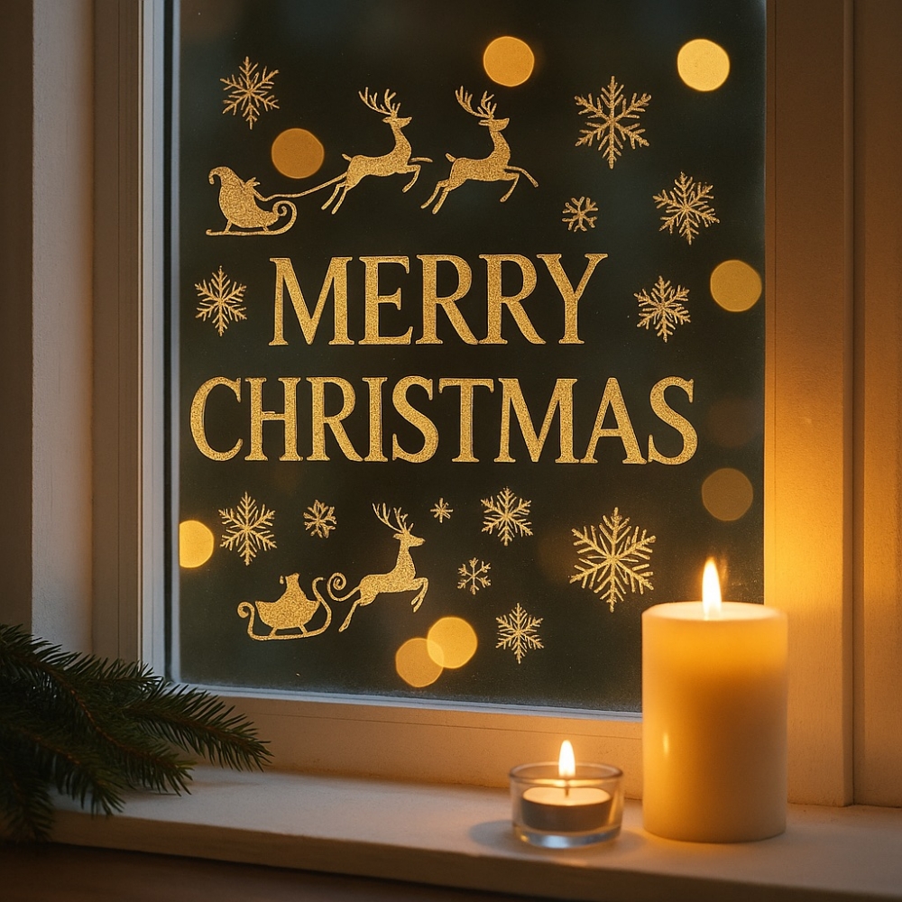 Декоративен коледен стикер Merry Christmas