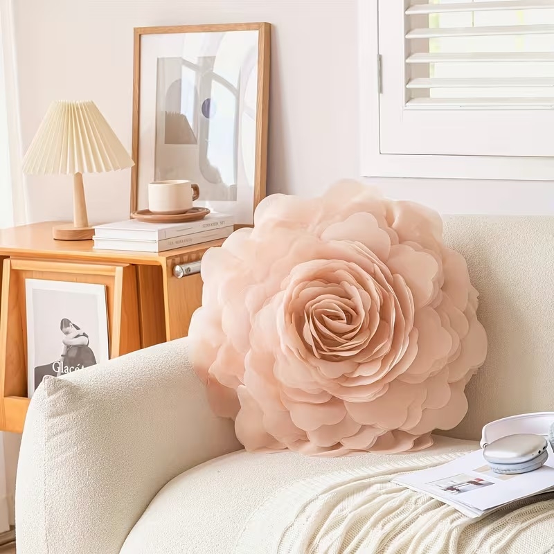 Декоративна калъфка за възглавница с флорален дизайн Голяма роза