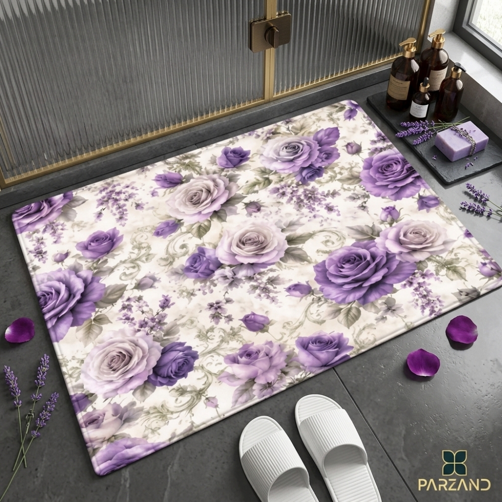Декоративна постелка с лилави рози 50×80 см