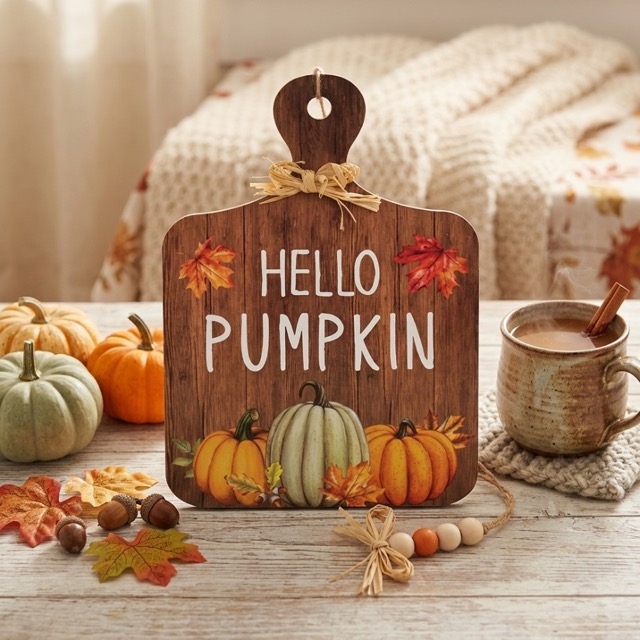 Декоративна висяща табела „Hello Pumpkin“ във формата на дъска