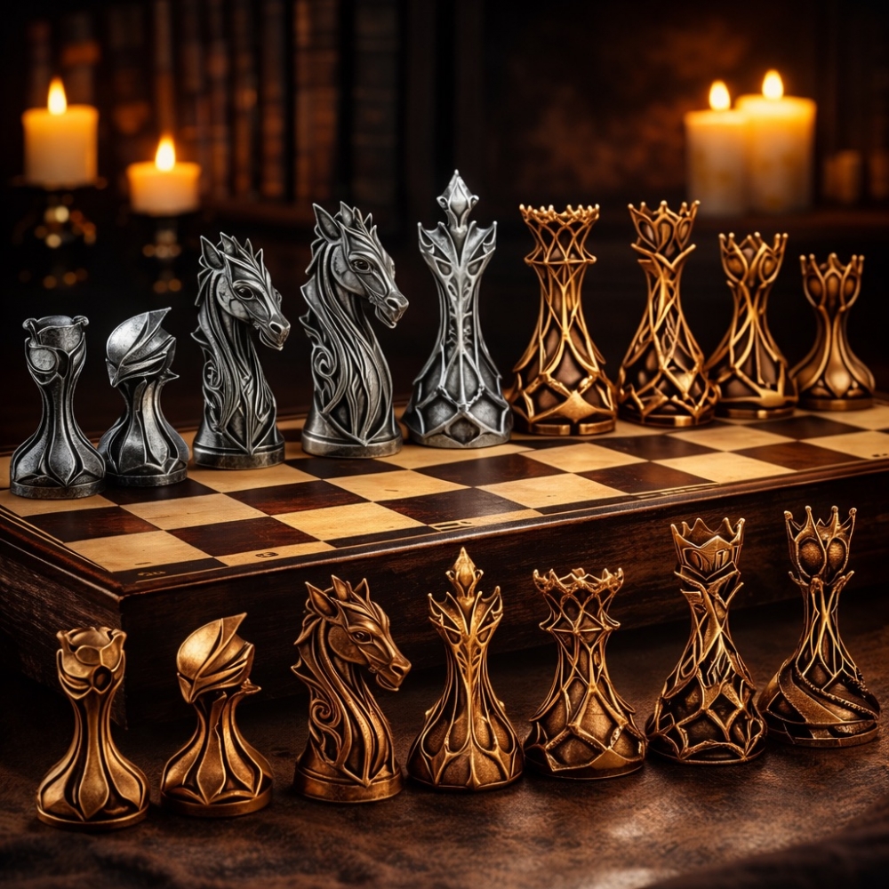 Дизайнерски шахматни фигури – артистичен фентъзи комплект