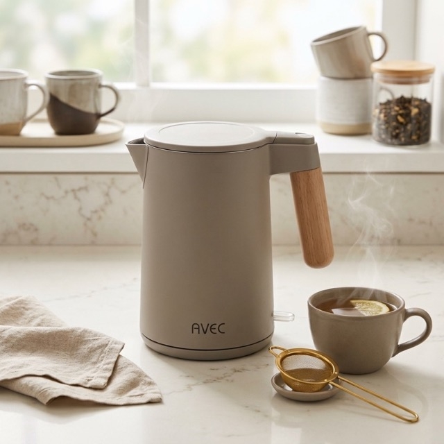 Електрическа кана мат taupe с дървена дръжка, 1.5 л – 2200W