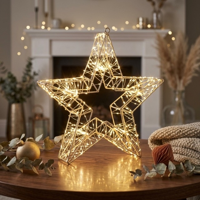 Голяма метална 3D коледна звезда с 2250 LED и Flash ефект