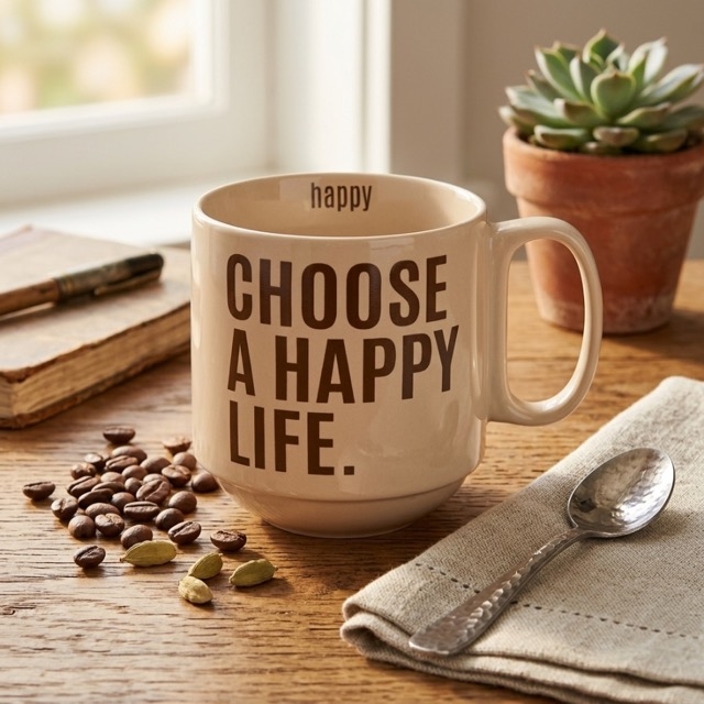 Керамична чаша „Choose a Happy Life“ – 400 мл