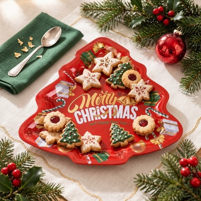 Коледна декоративна чиния елха Merry Christmas