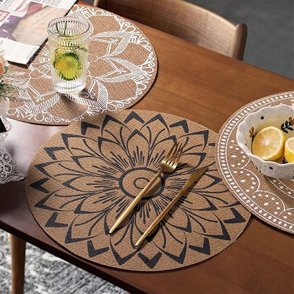 Kръгла бохемска подложка за маса Bohemian Floral Pad