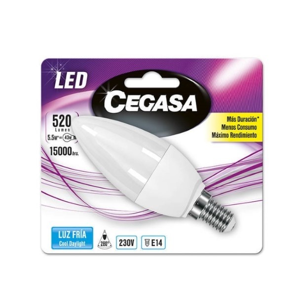 LED КРУШКА ЗА ЛАМПА ТИП СВЕЩ CEGASA E14 6 W A+ БЯЛА СВЕТЛИНА