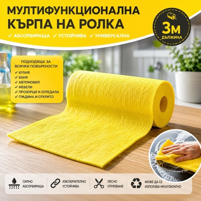 Мултифункционална абсорбираща кърпа на ролка – 3 м