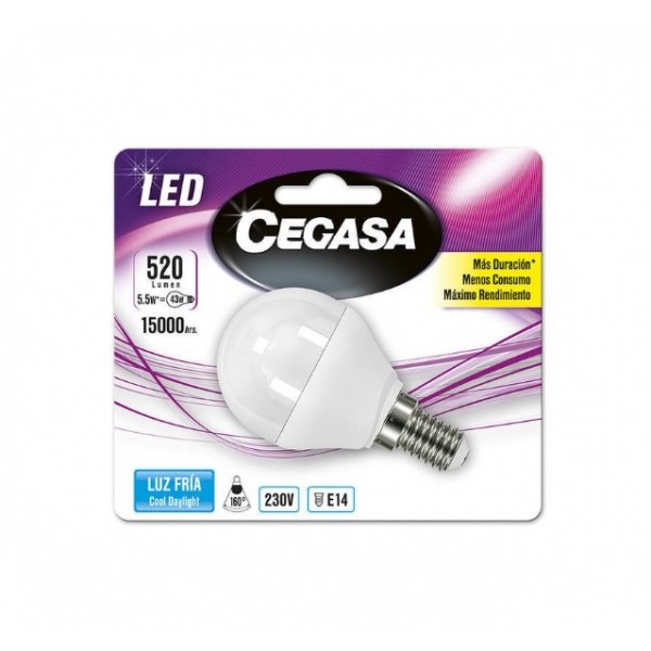 СФЕРИЧНА LED КРУШКА ЗА ЛАМПА CEGASA E14 6 W A+ БЯЛА СВЕТЛИНА