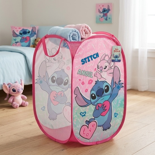 Сгъваем мрежест кош за играчки Стич и Ейнджъл (Stitch & Angel)