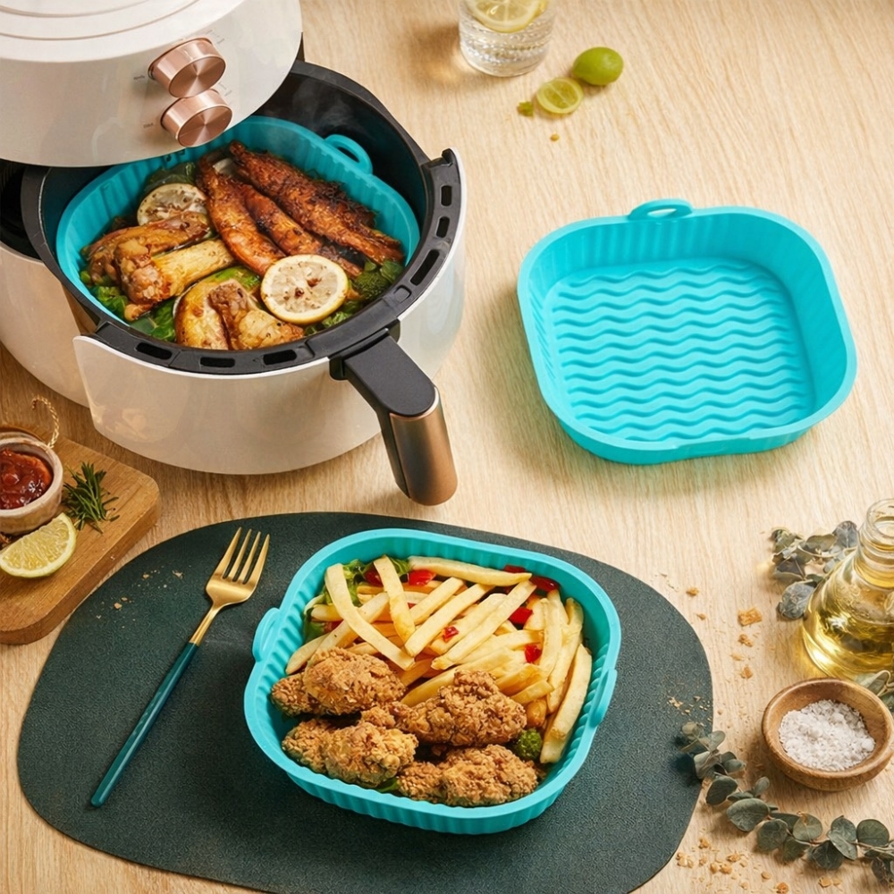Синя Силиконова подложка за Еър Фрайър Silicone Air Fryer Pad