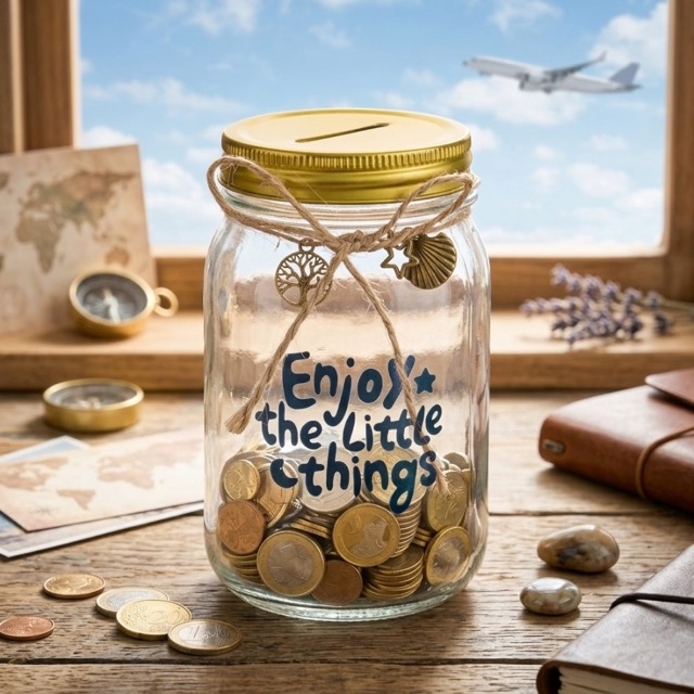 Стъклена касичка буркан „Enjoy the Little Things“