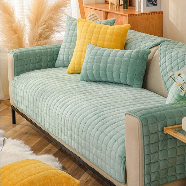 Уютно плюшено покривало за диван зелено Warm Cozy Plush Sofa Cover