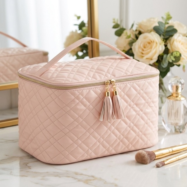 Ватиран несесер за козметика Powder Pink