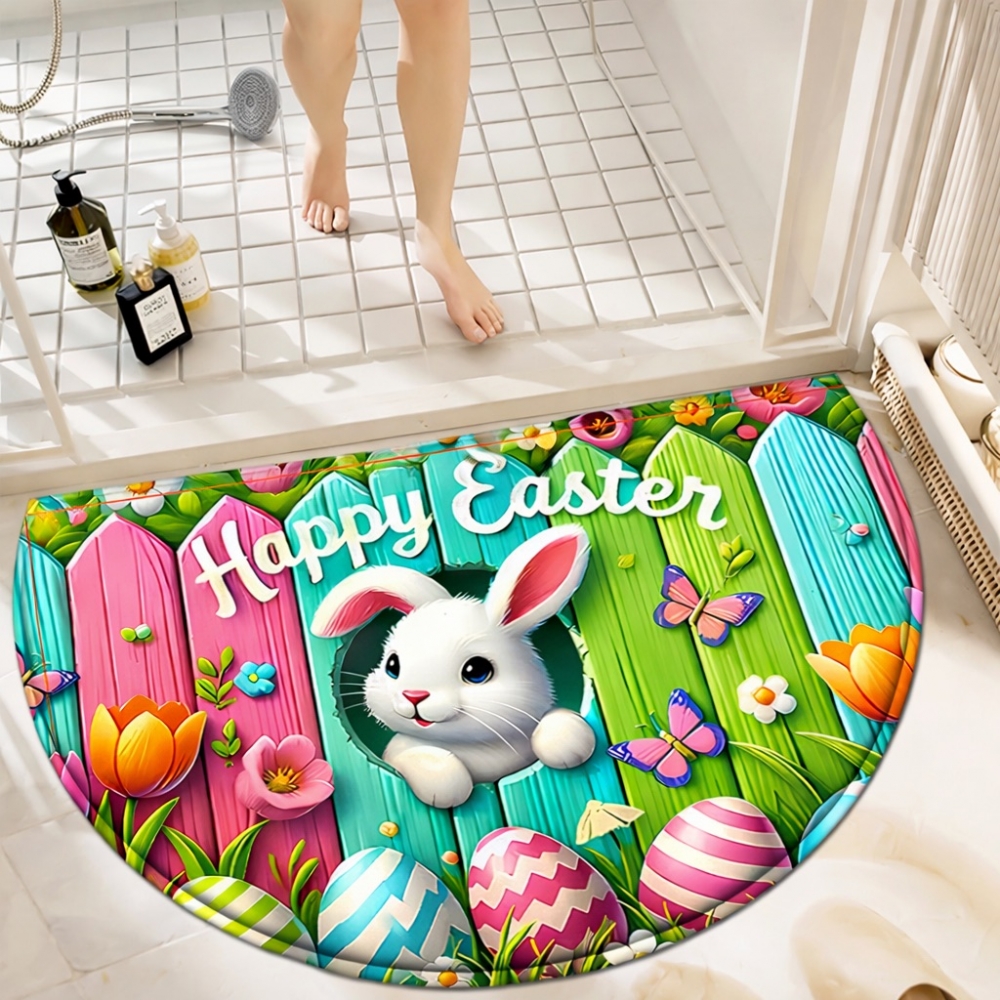 Великденско килимче за входна врата „Happy Easter“ със зайче
