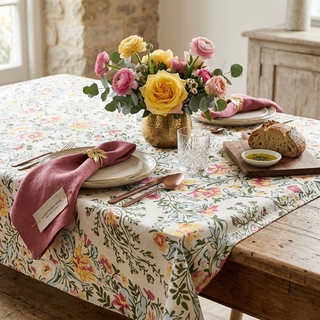 Водоустойчива покривка за маса „Floral“